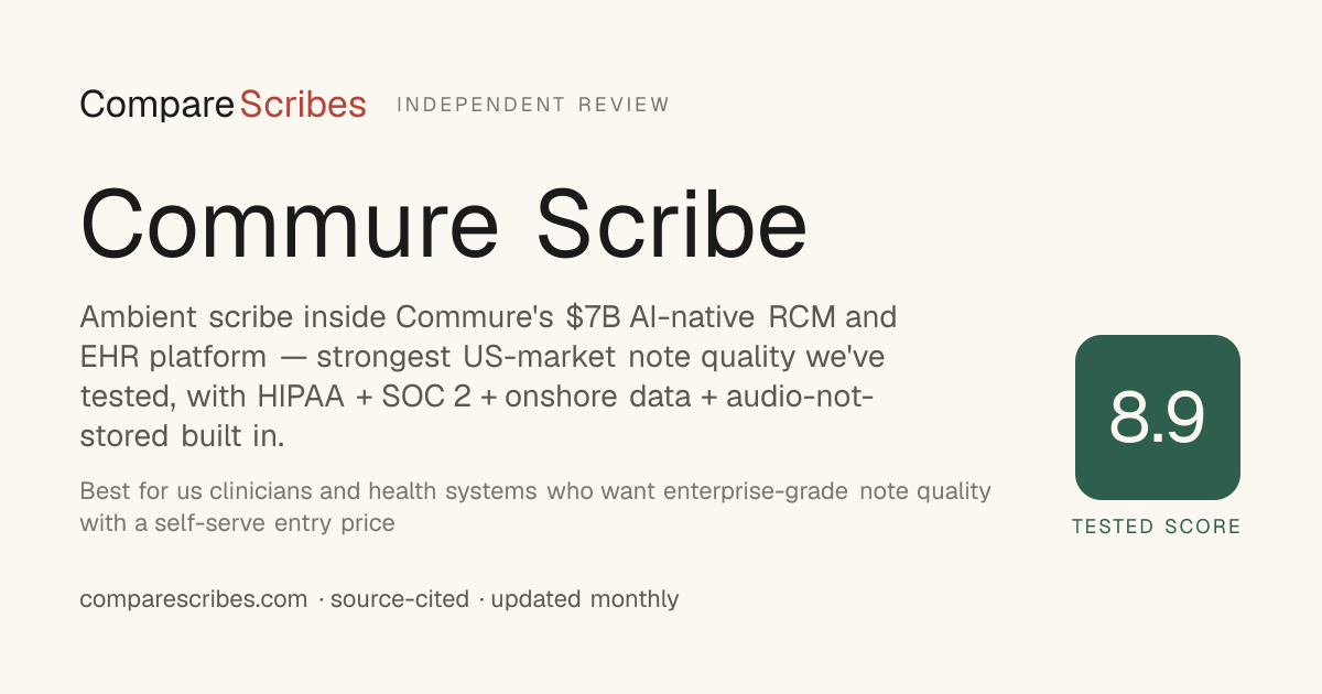 Commure Scribe review (2026) — score, pricing & verdict | CompareScribes