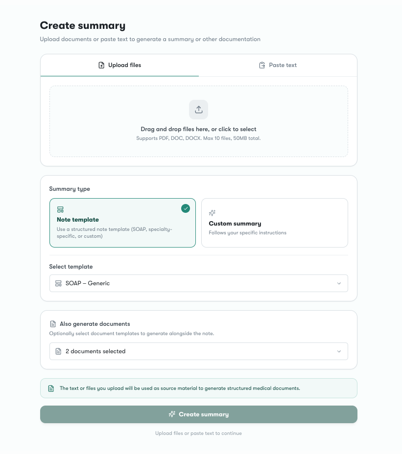 Stenoly Assessments module (available outside the EU) showing diagnostic suggestions and risk factors surfaced in a separate panel, kept distinct from the main clinical note.